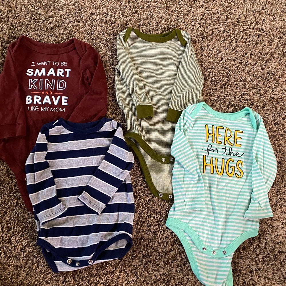 Bundle of 4 long sleeve onesie style shirts